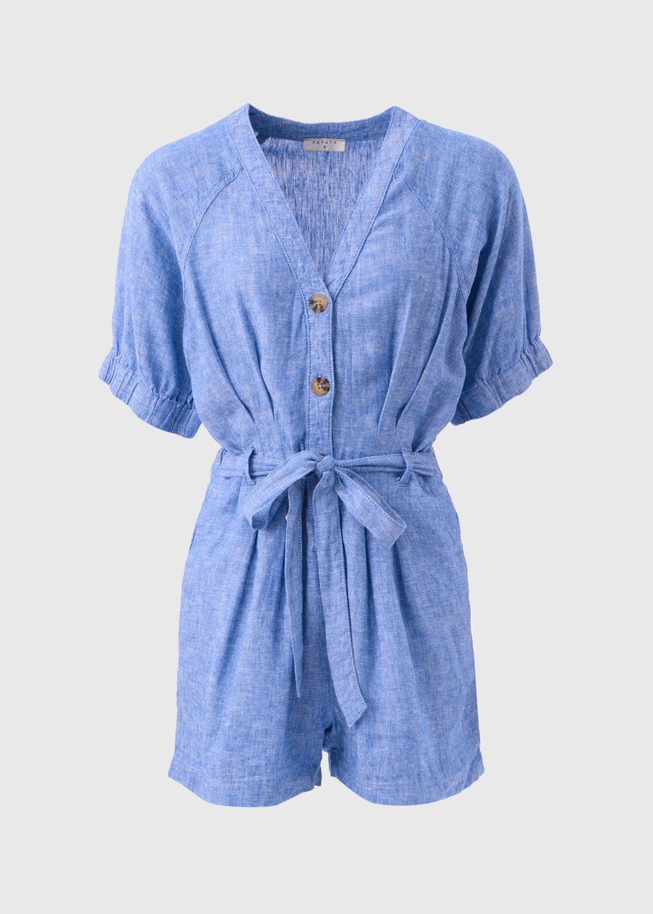 Blue Linen Playsuit