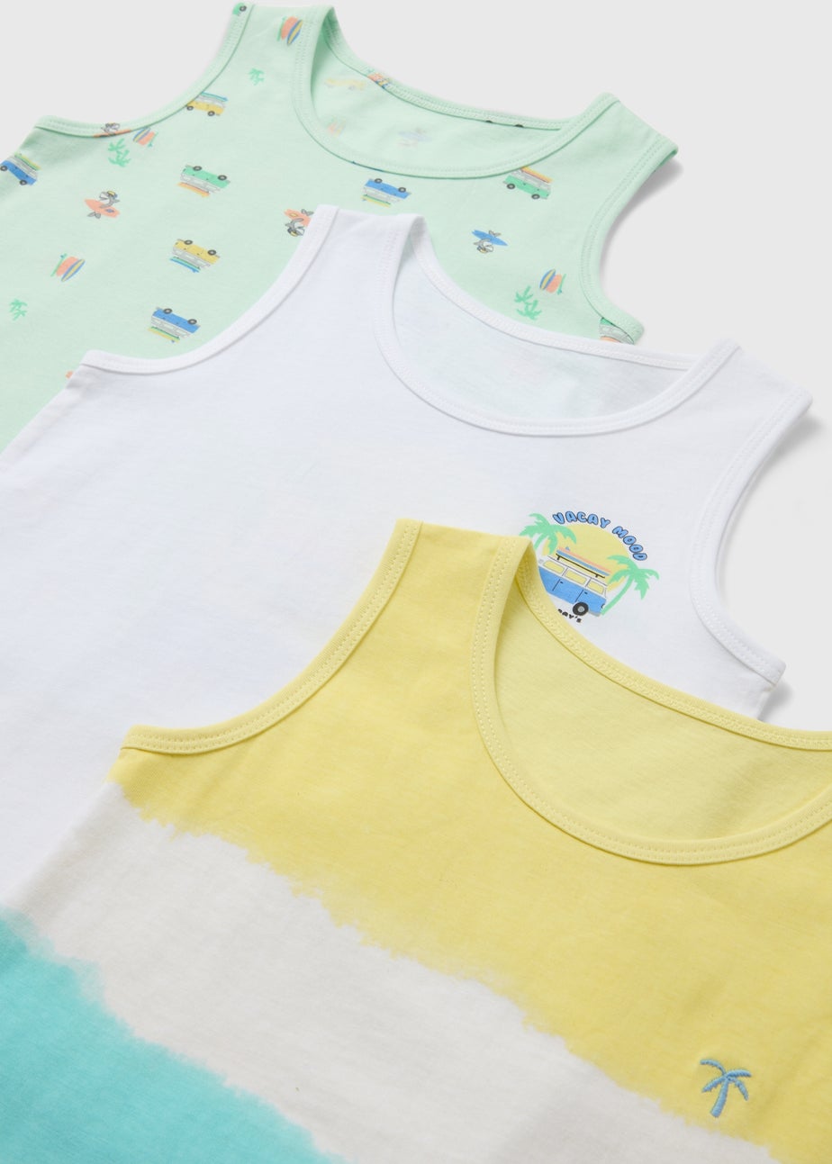 Boys 3 Pack Multicolour Tie Dye Vests (1-7yrs)