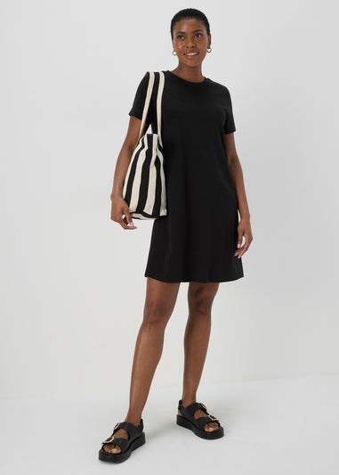 Black Jersey Mini T-Shirt Dress