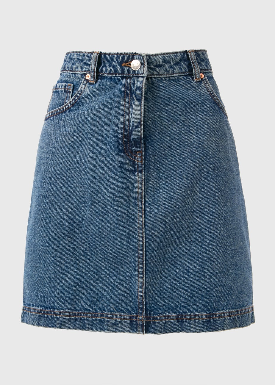 Mid Wash Denim Mini Skirt