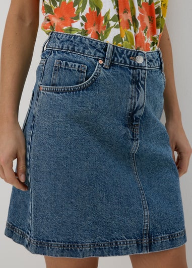 Mid Wash Denim Mini Skirt