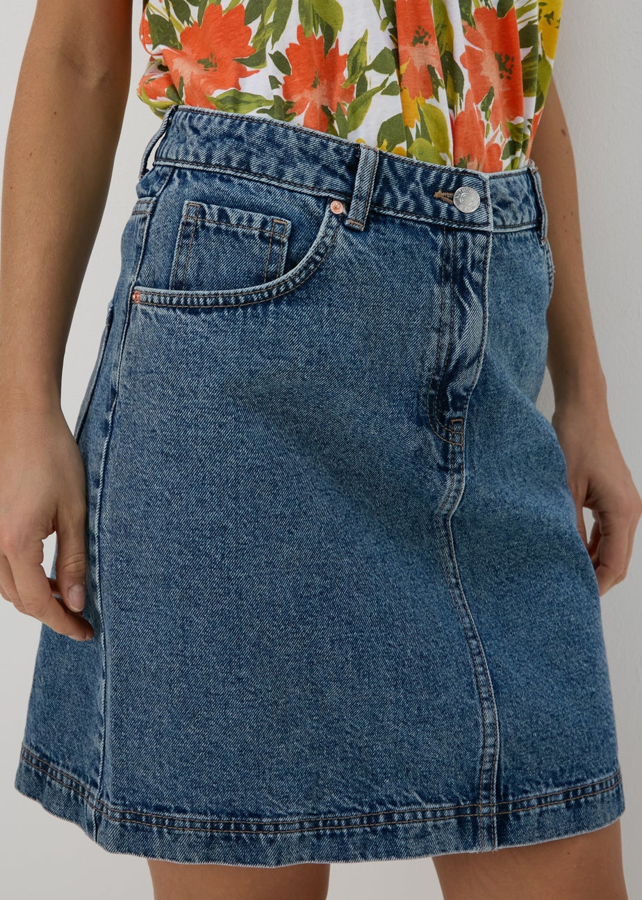 Mid Wash Denim Mini Skirt