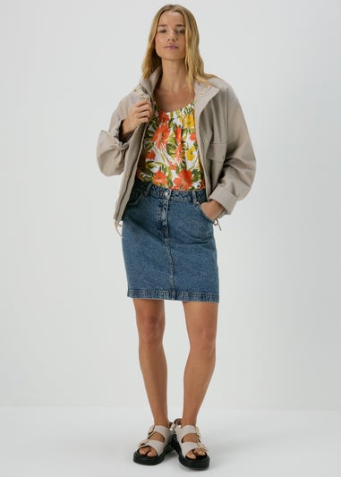Mid Wash Denim Mini Skirt
