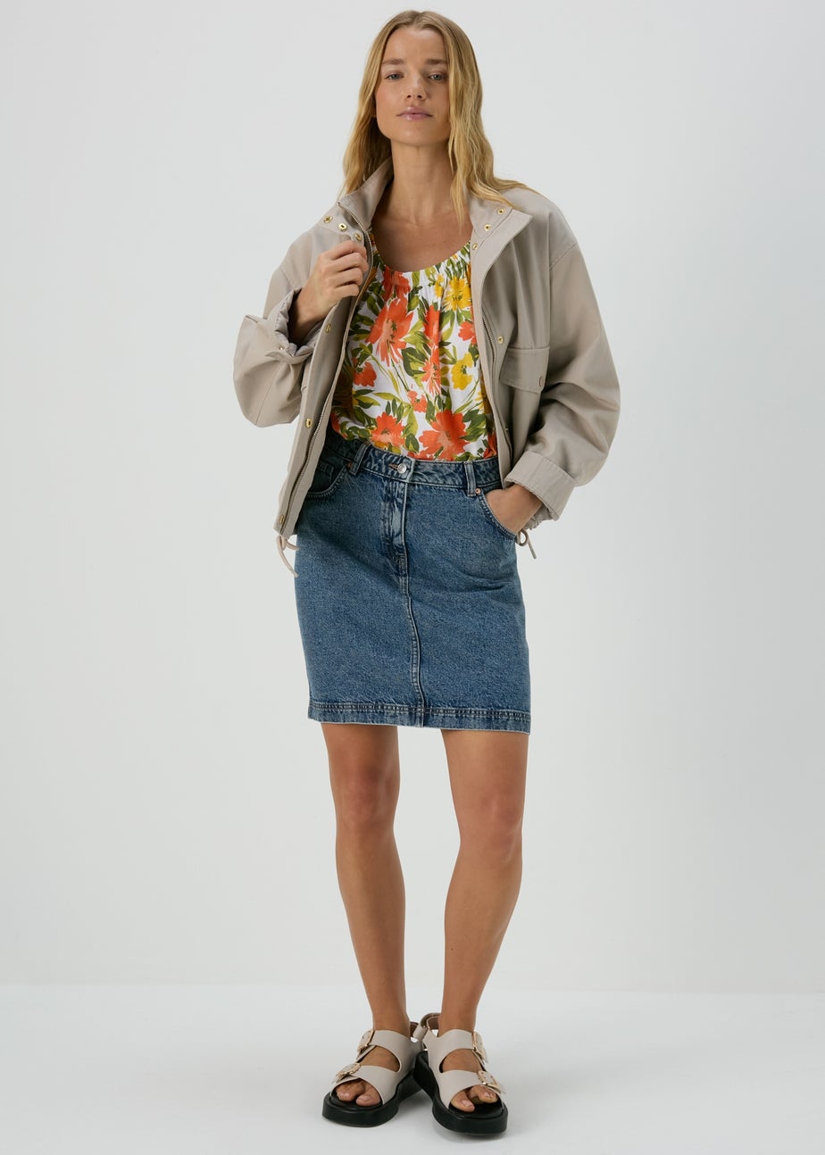 Mid Wash Denim Mini Skirt