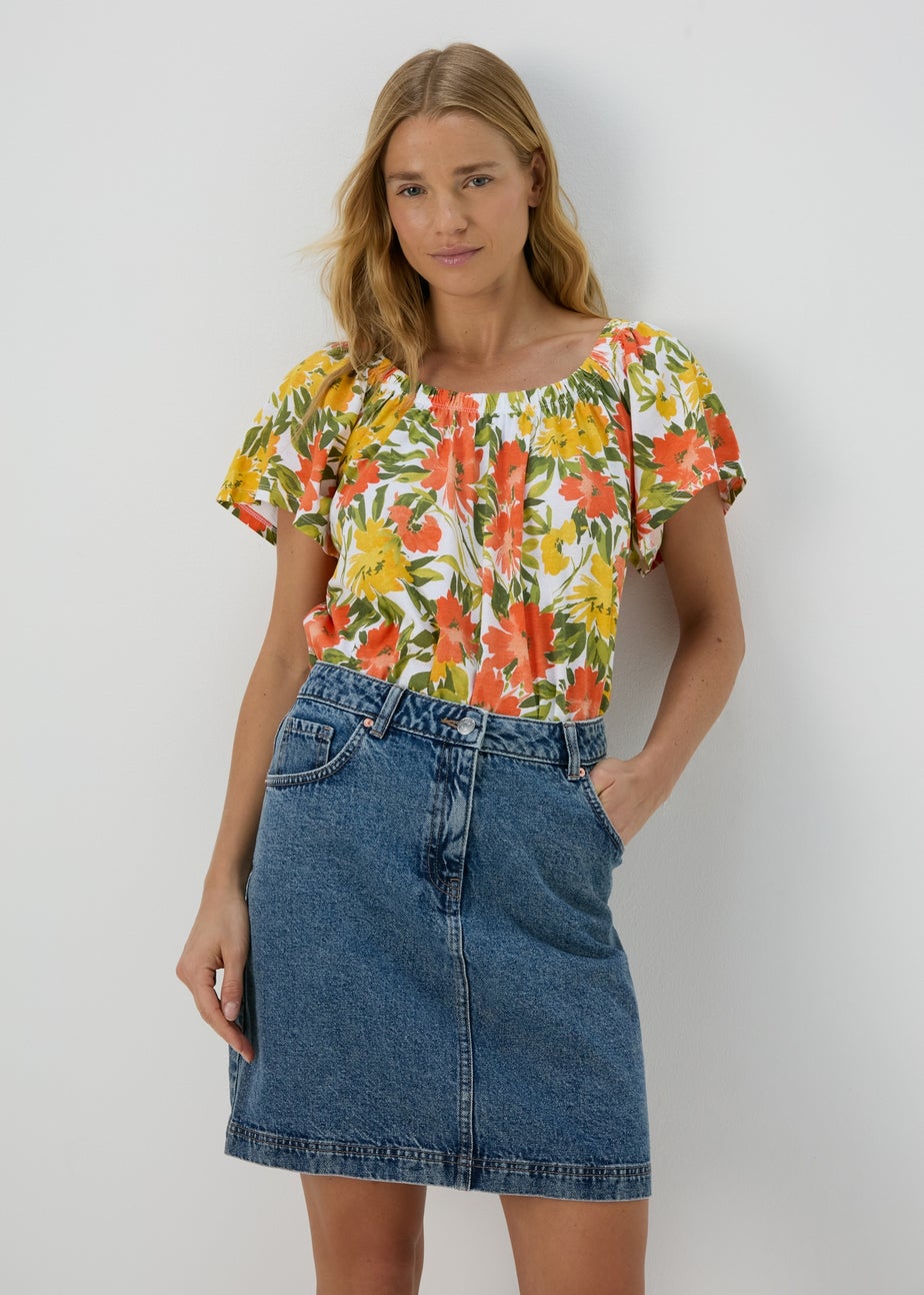 Mid Wash Denim Mini Skirt