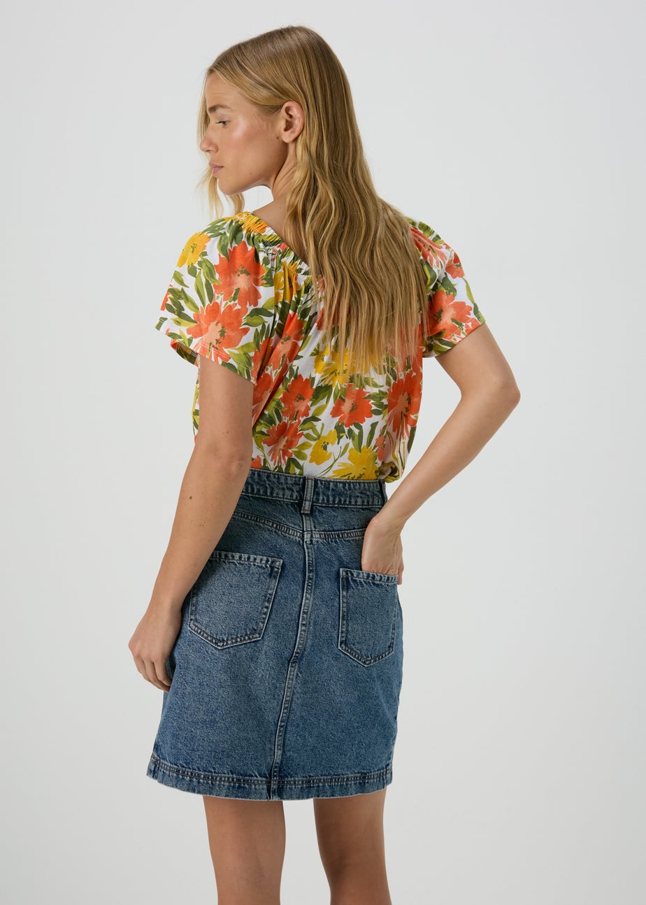 Mid Wash Denim Mini Skirt