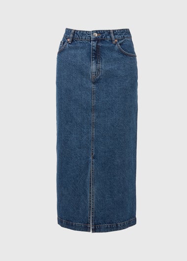 Mid Wash Denim Midi Skirt