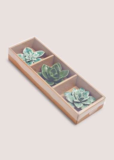 3 Pack Green Flower Ornaments (8cm x 8cm x 3cm)