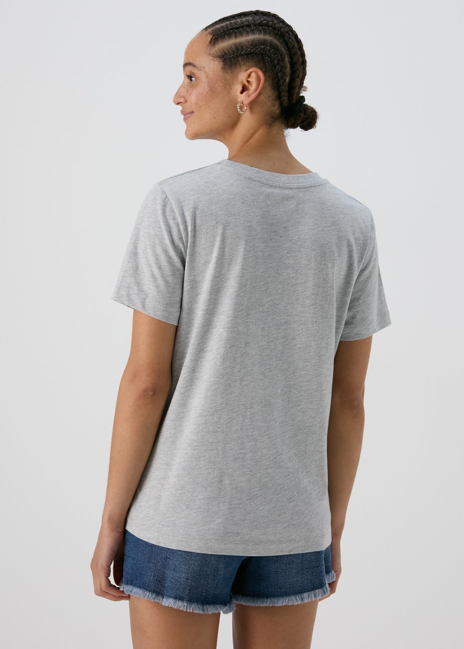 Grey Marl Love Slogan T-Shirt