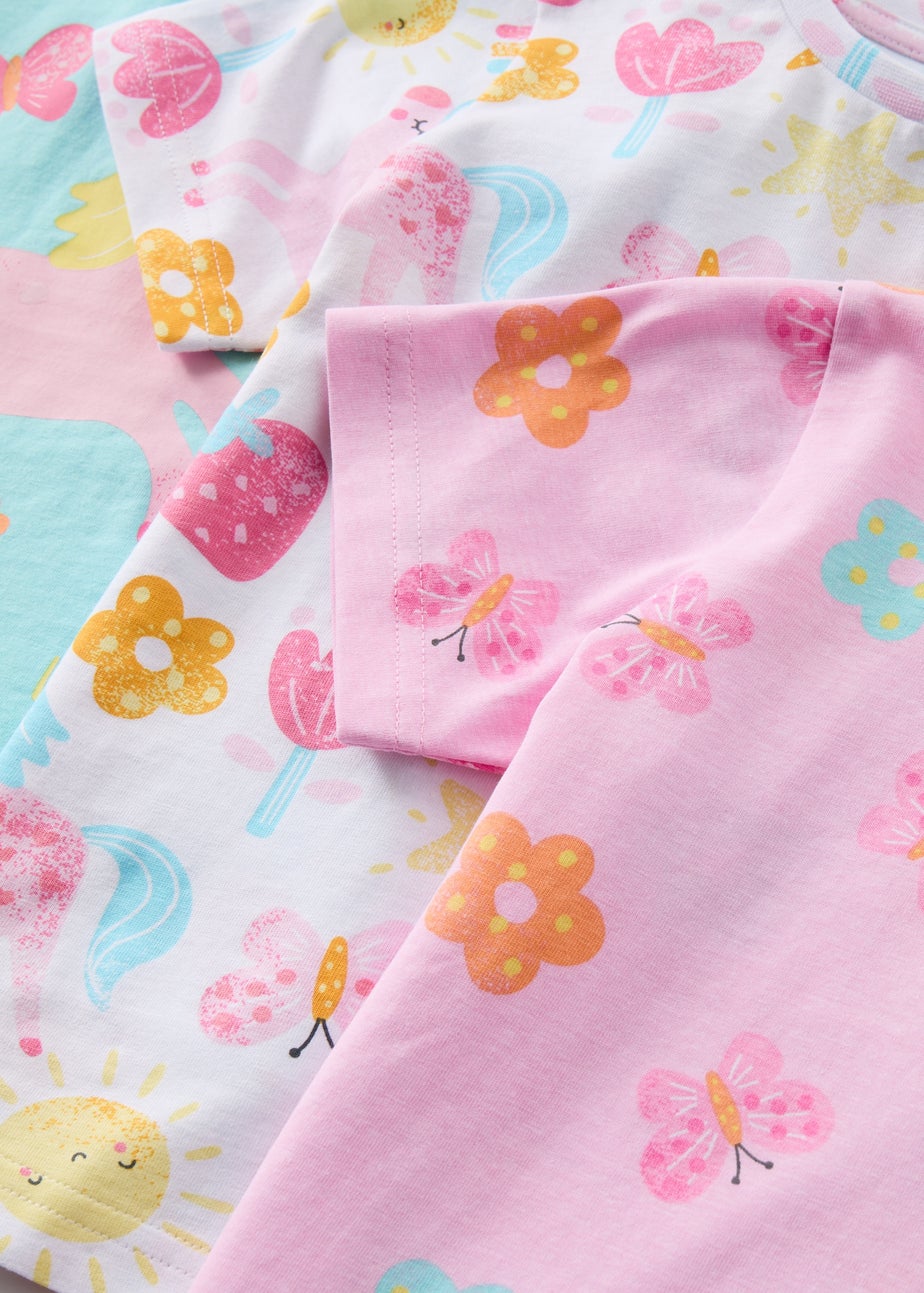 Girls 3 Pack Pink Unicorn Pyjamas Sets (9mths-5yrs)