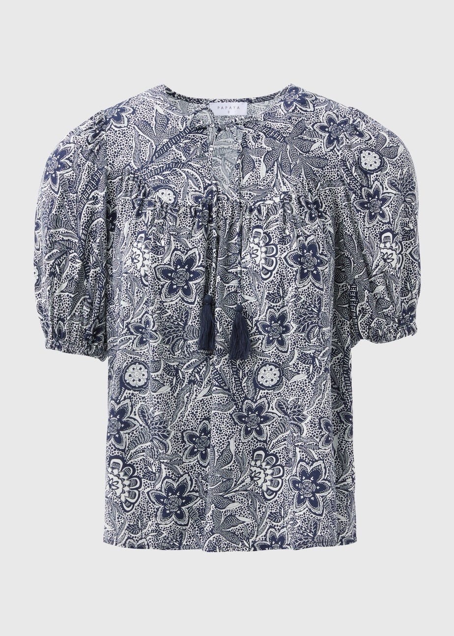 Blue Tassel Boho Co Ord Blouse Top