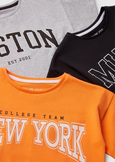 Girls 3 Pack Orange Collegiate Pyjama Sets (4-13yrs)