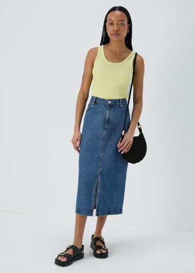 Lime Scoop Neck Ribbed Jersey Vest