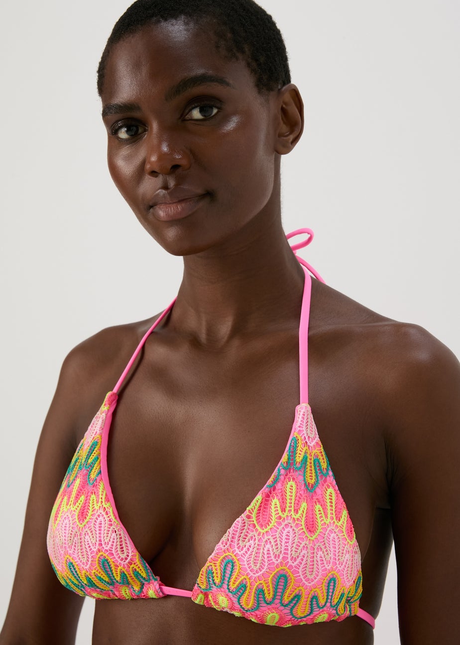Multicolour Crochet Triangle Bikini Top