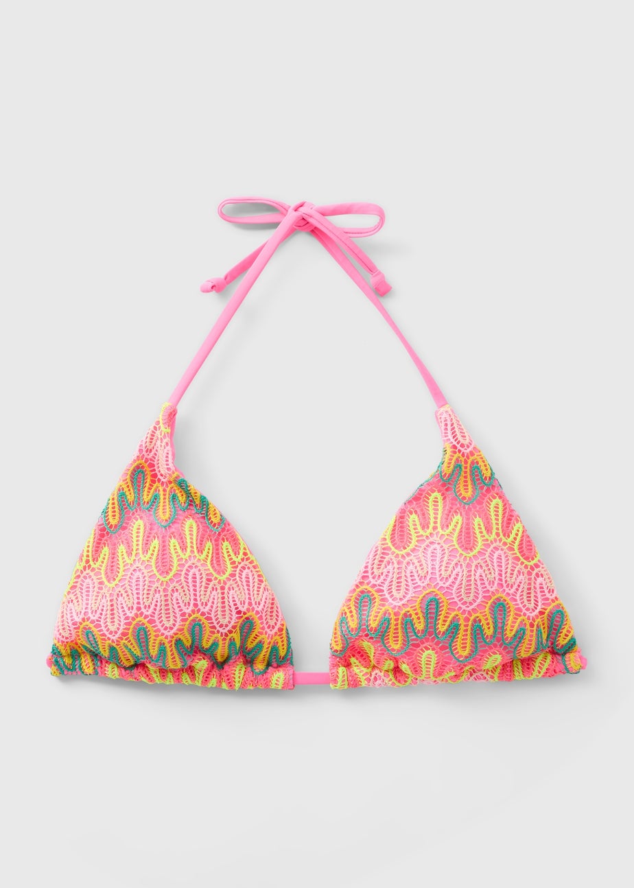 Multicolour Crochet Triangle Bikini Top