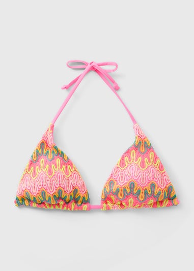 Multicolour Crochet Triangle Bikini Top