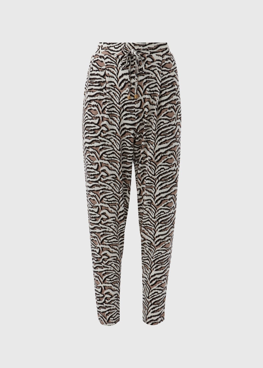 Papaya Petite Brown Animal Print Harem Trousers