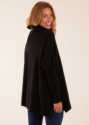 Blue Vanilla Black High Neck Boxy Jumper