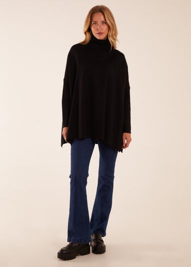 Blue Vanilla Black High Neck Boxy Jumper