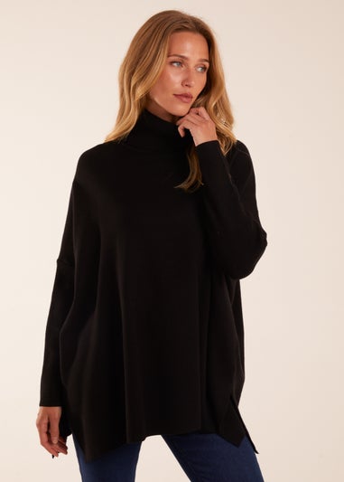 Blue Vanilla Black High Neck Boxy Jumper