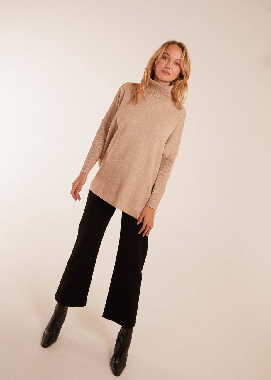Blue Vanilla Beige High Neck Boxy Jumper