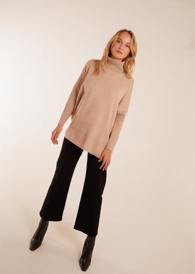 Blue Vanilla Beige High Neck Boxy Jumper