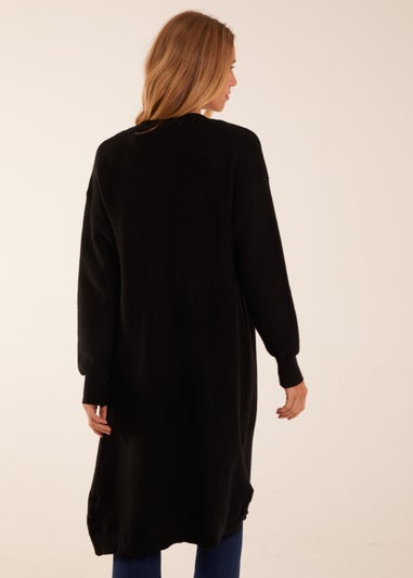 Blue Vanilla Black Ribbed Throw On Cardigan