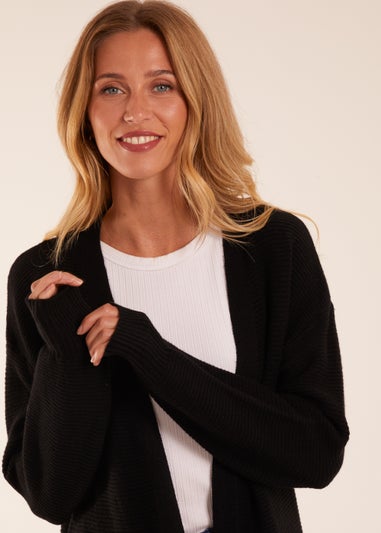 Blue Vanilla Black Ribbed Throw On Cardigan