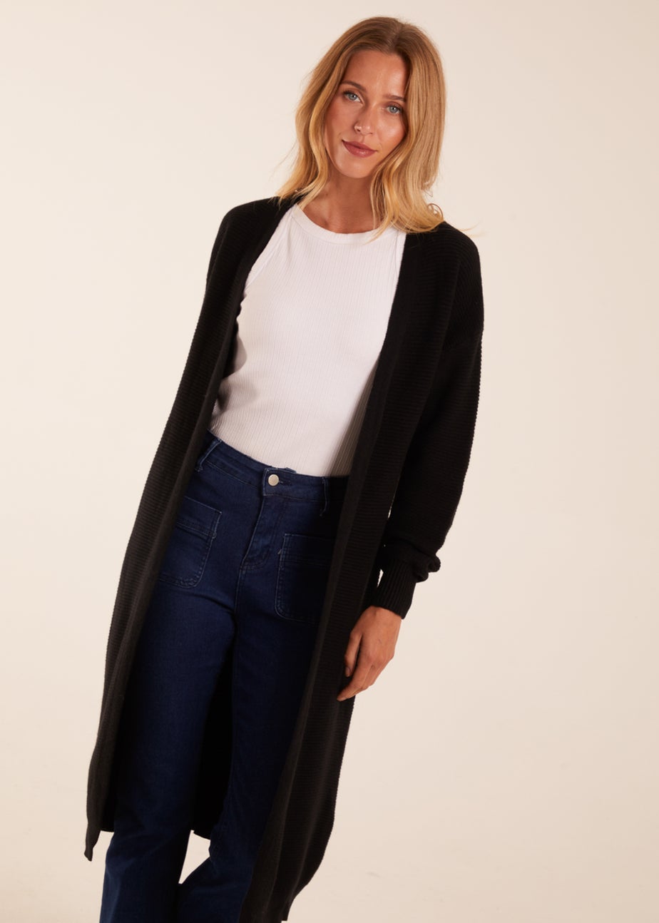 Blue Vanilla Black Ribbed Throw On Cardigan