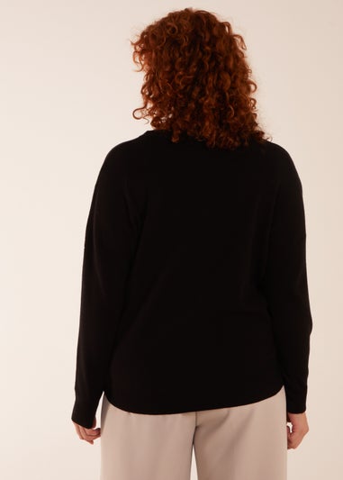 Blue Vanilla Black Curve Festive Christmas Glasses Sequin Jumper