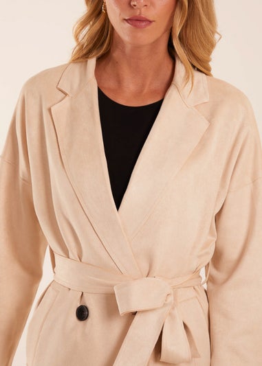 Blue Vanilla Stone Waist Detail Trench Style Jacket