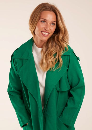 Blue Vanilla Green Double Breasted Trench Coat