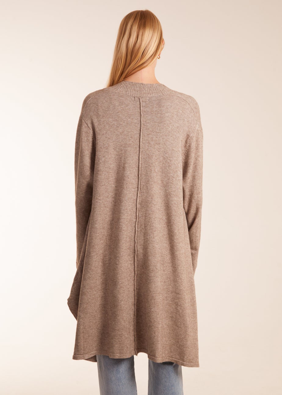 Blue Vanilla Taupe Midi Length Cardigan
