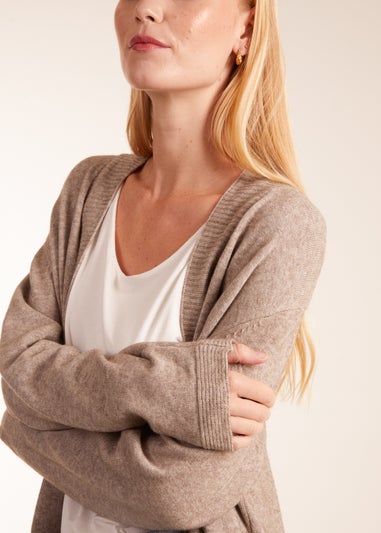 Blue Vanilla Taupe Midi Length Cardigan