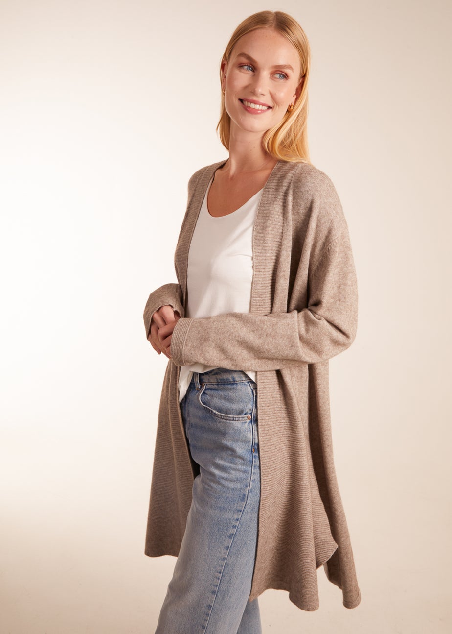 Blue Vanilla Taupe Midi Length Cardigan