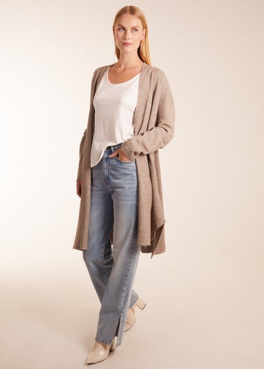 Blue Vanilla Taupe Midi Length Cardigan