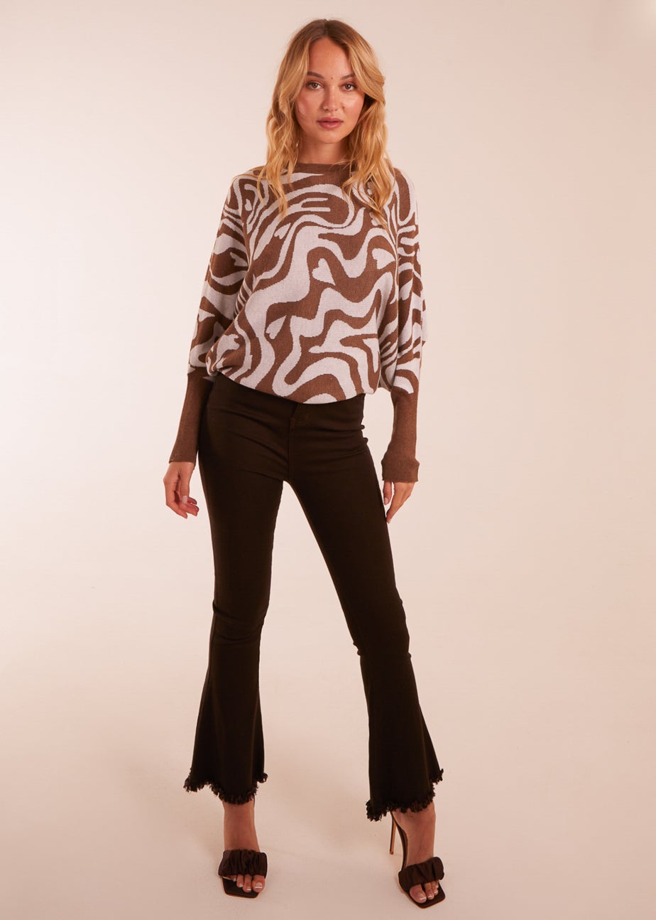 Blue Vanilla Mocha Geometric Swirl Batwing Jumper