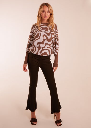 Blue Vanilla Mocha Geometric Swirl Batwing Jumper