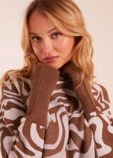 Blue Vanilla Mocha Geometric Swirl Batwing Jumper