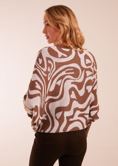 Blue Vanilla Mocha Geometric Swirl Batwing Jumper