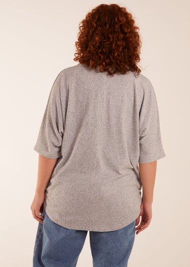 Blue Vanilla Grey Curve Zip Front Top