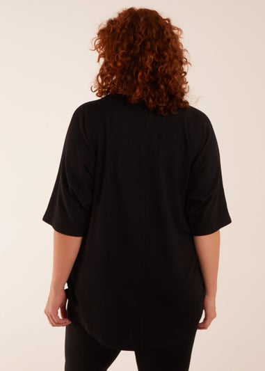 Blue Vanilla Black Curve Zip Front Top