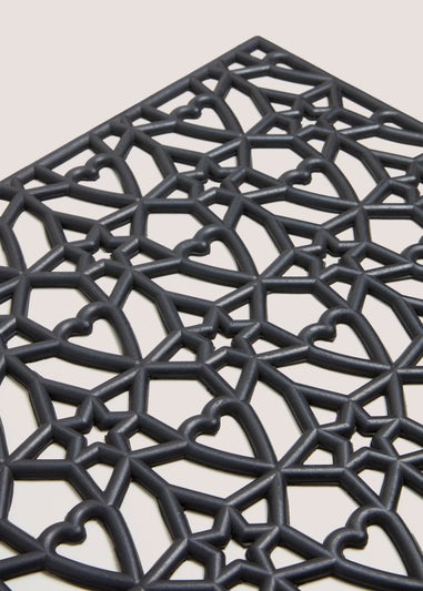 Black Heart & Star Rubber Doormat