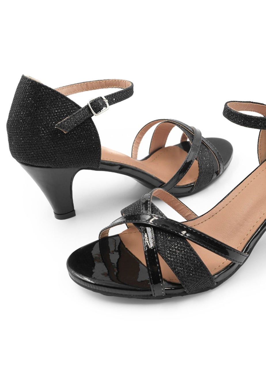 Where's That From Artemis Mid High Heel In Black Glitter