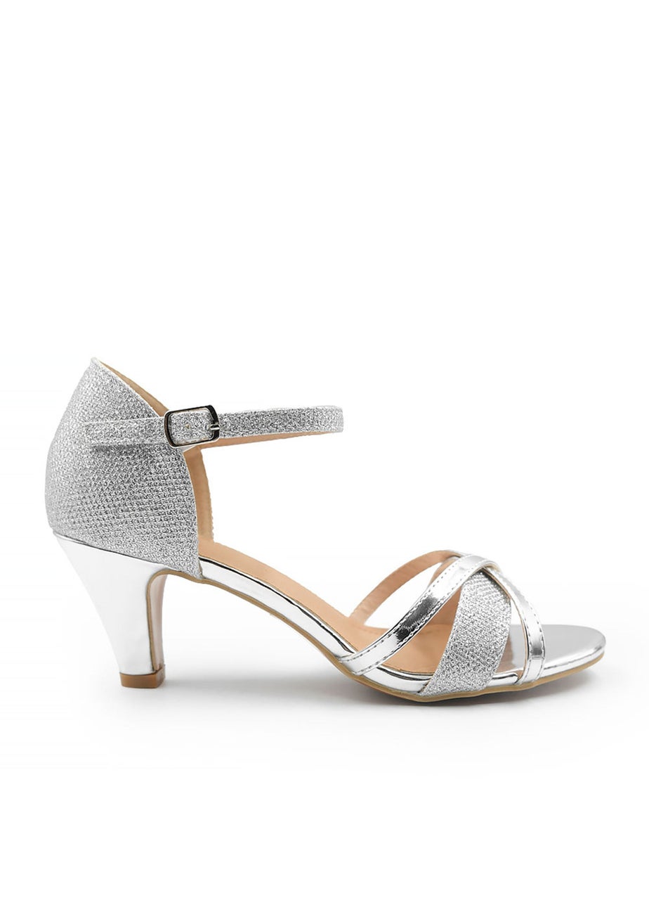 Where's That From Artemis Mid High Heel In Silver Glitter