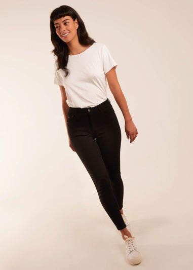 Blue Vanilla Black Fleece Lined Mid Rise Skinny Ankle Jeans