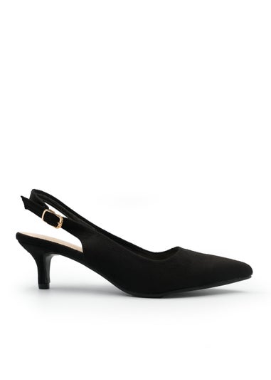 Where's That From Black Suede Quentin Low Kitten Heels
