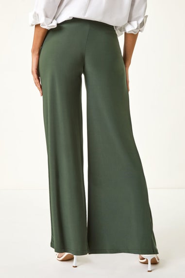 Roman Khaki Wide Leg Stretch Trousers