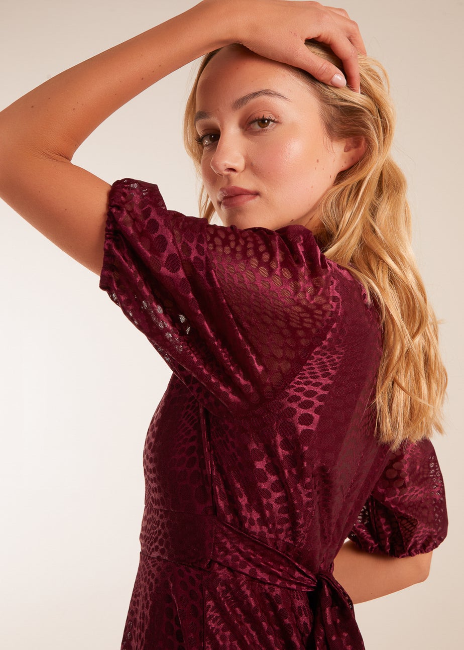 Blue Vanilla Red Mesh High Neck Tier Dress