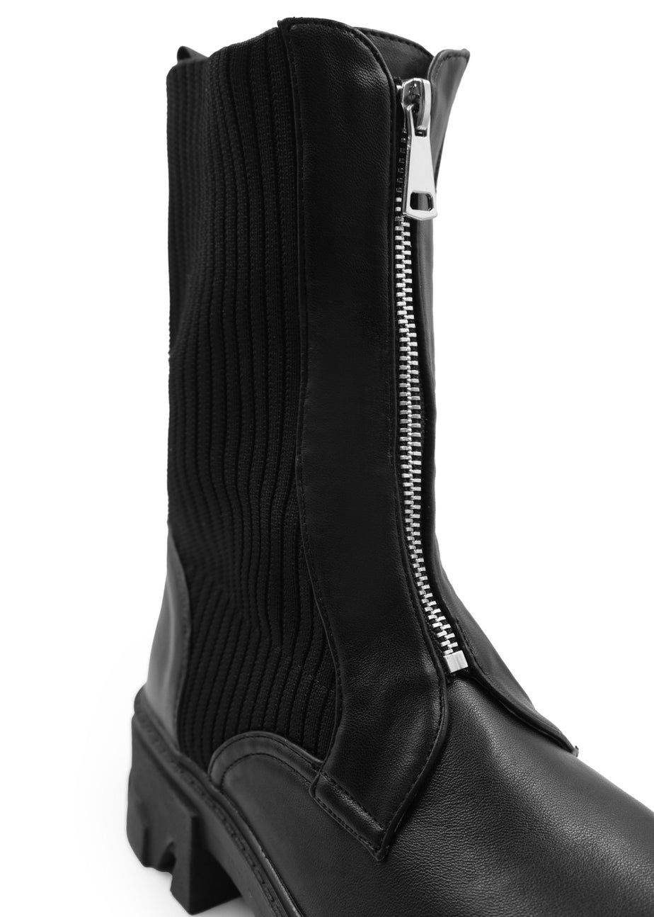 Where's That From Black Pu Skyla Zip Up Calf Boot